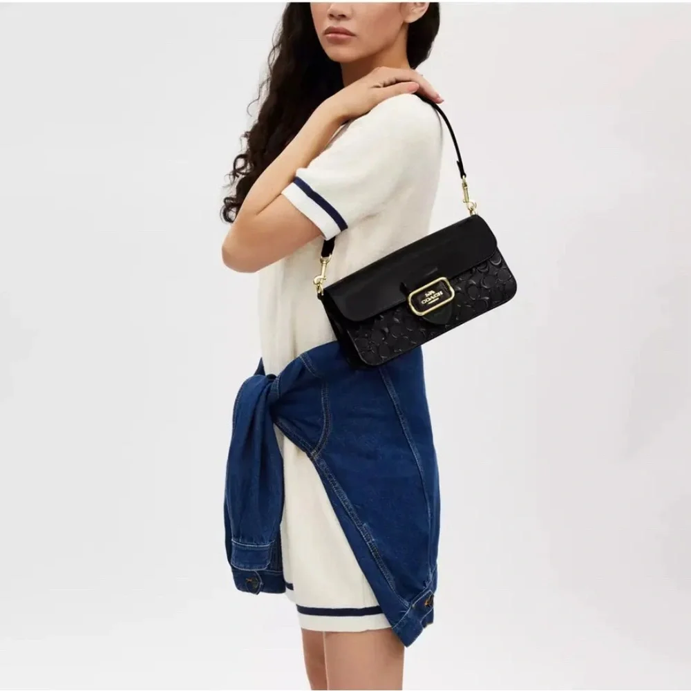 Coach NWT Morgan Shoulder Bag In Signature patent leather black 🤩 - Picture 2 of 15